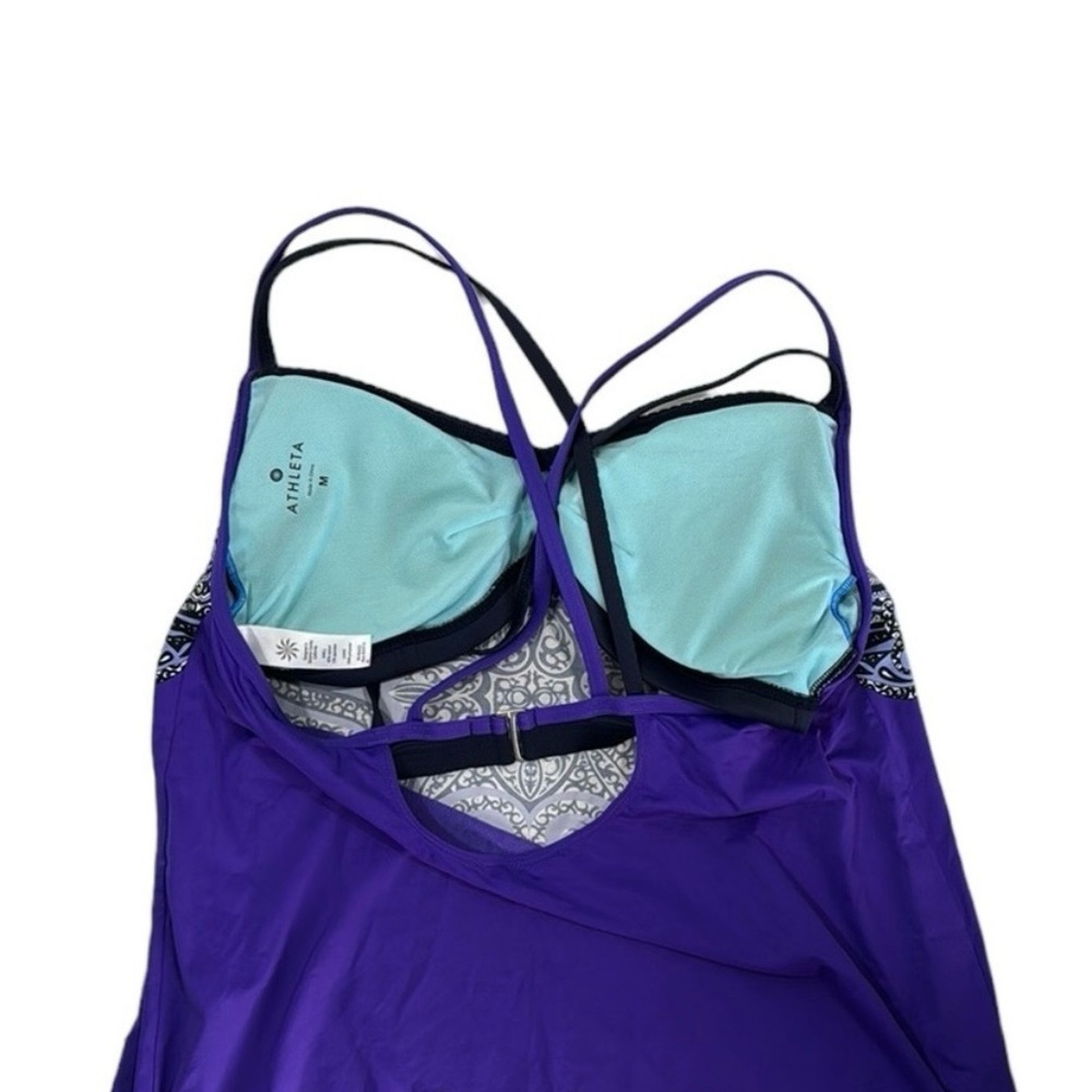 Athleta Tankini Swim Top Women's M Purple Blue Padded Bra - Picture 2 of 6